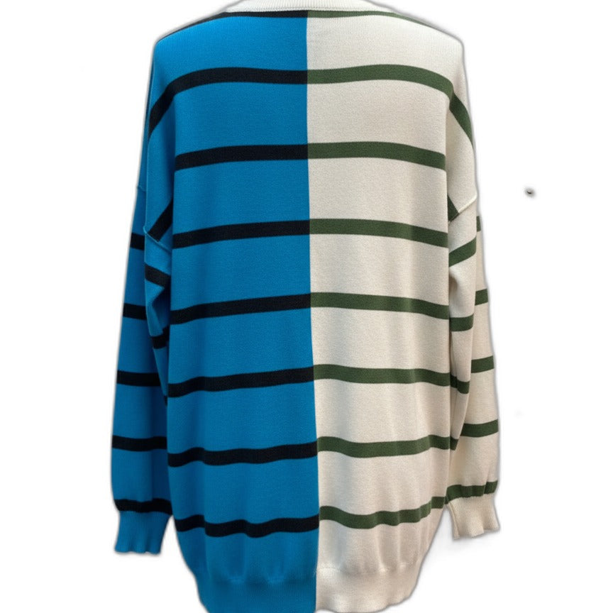 Tunic Sweater · 1X · Off-White, Green, Turquoise, Black