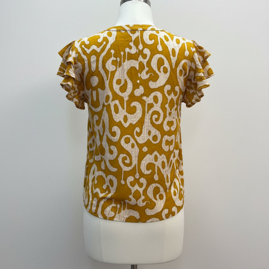 Cassee's · Flutter Sleeve Top · Small · DijonCream
