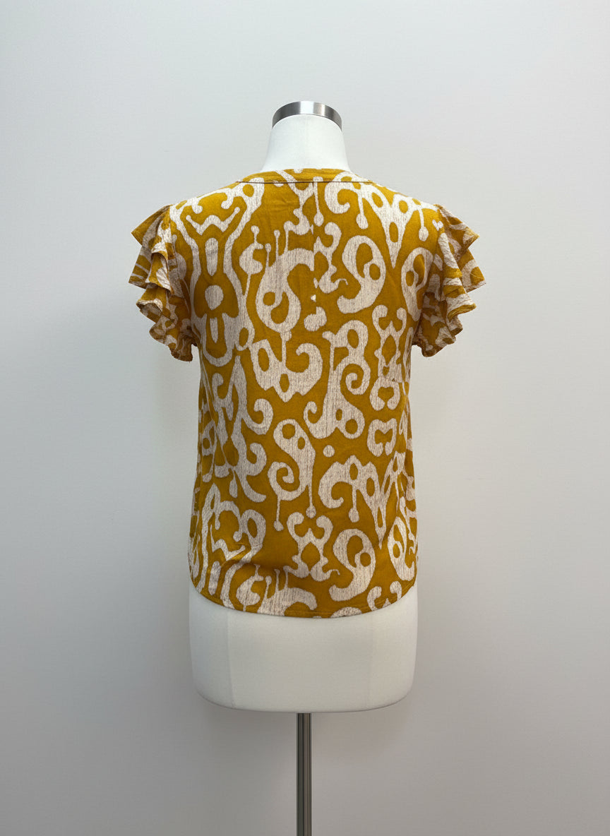 Cassee's · Flutter Sleeve Top · Small · DijonCream