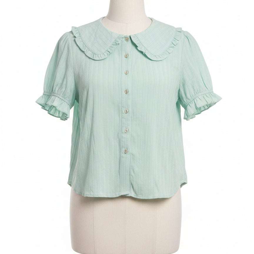TCR · Peter Pan Collar Fashion Top · Small · Mint