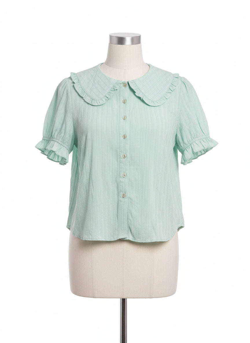 TCR · Peter Pan Collar Fashion Top · Small · Mint