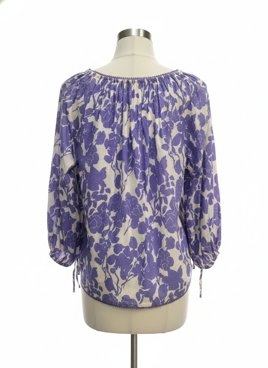 Anthropologie · Blue Tassel · Medium · Purple Cream Floral