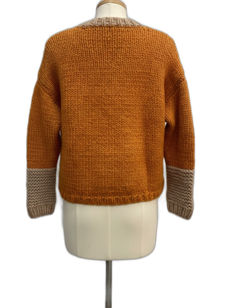 Hand Knit · Cardigan · S/M · Pumpkin