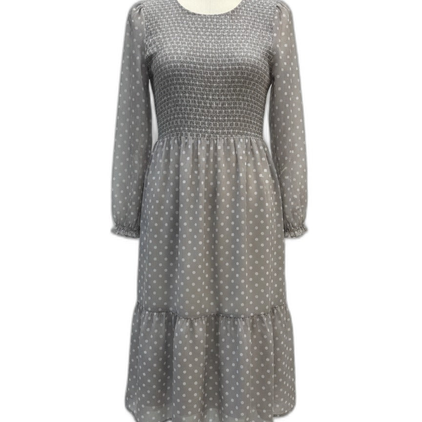 The Clothes Rack · Mad About Style · M · Gray/White Polka Dot