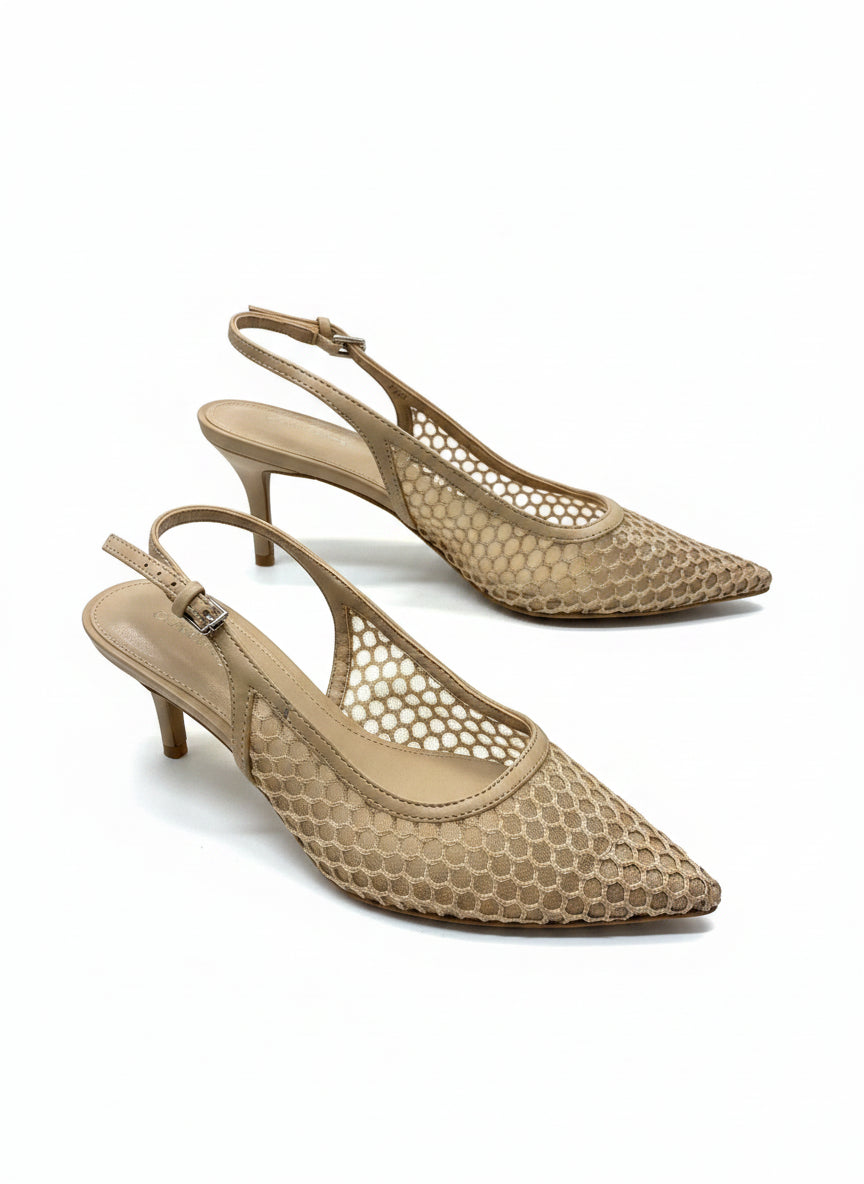 Calvin Klein · Strap Back Kitten Heel · 7.5 · Tan