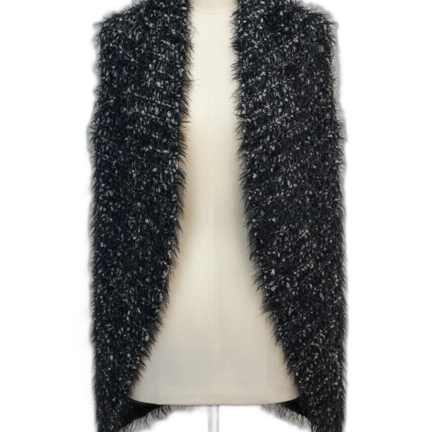 Chico's · Sleeveless Eyelash Knit Open Drape Cardigan · Large · Charcoal