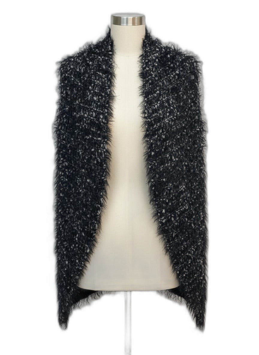 Chico's · Sleeveless Eyelash Knit Open Drape Cardigan · Large · Charcoal