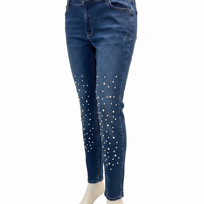 Melanie Lyne · Slim Leg Jeans Pearl Detail · 12 · Denim