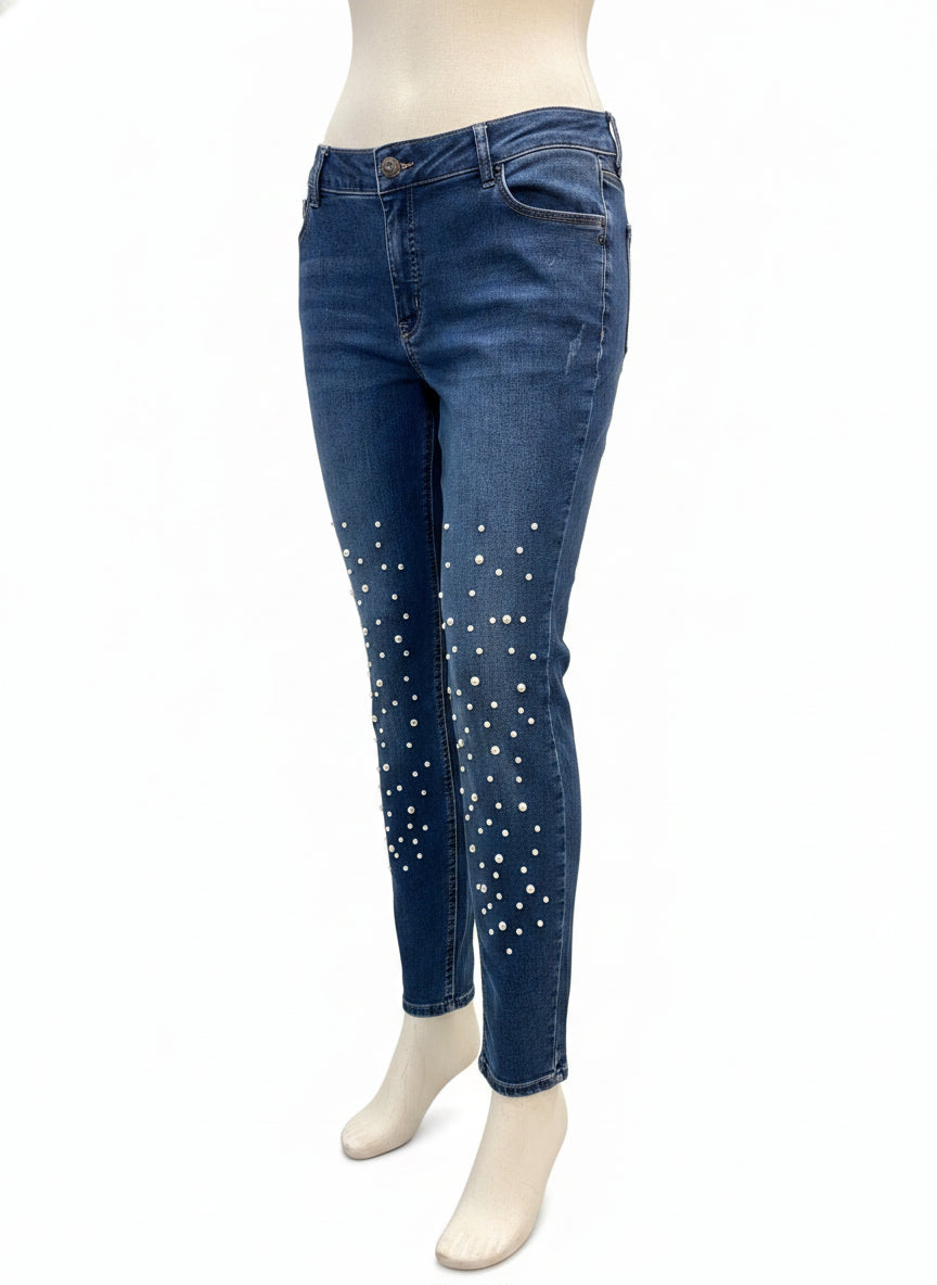Melanie Lyne · Slim Leg Jeans Pearl Detail · 12 · Denim