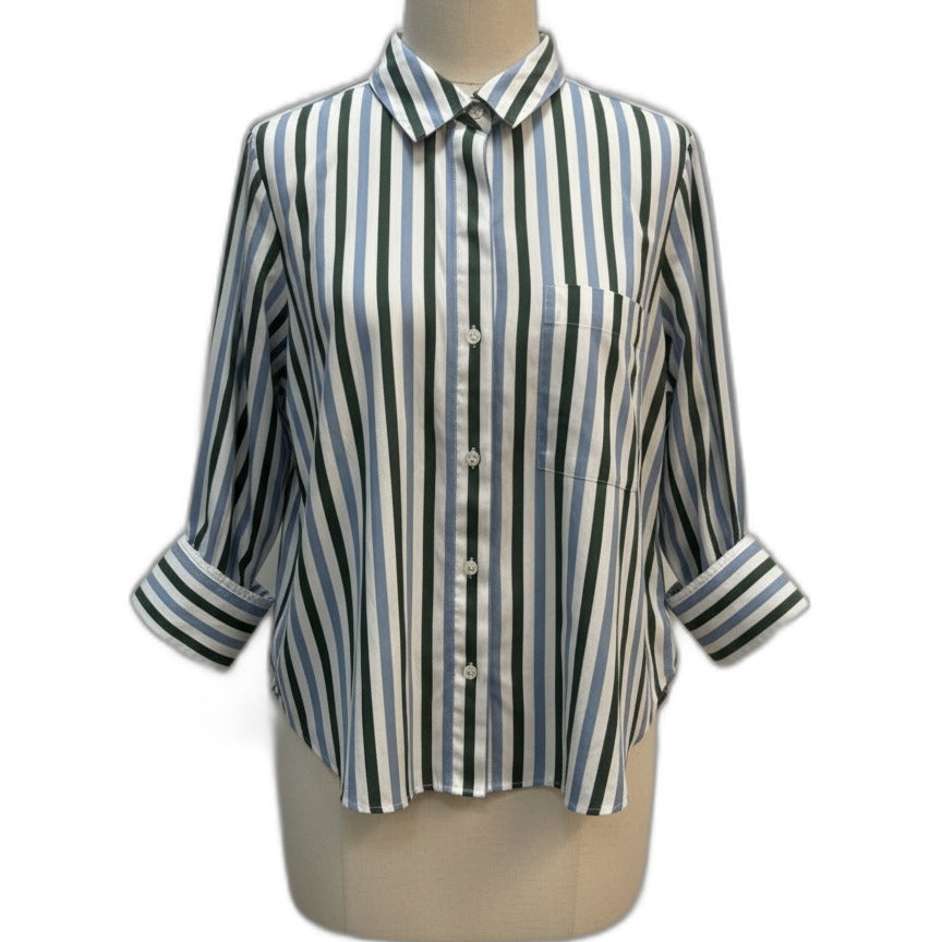 Madewell · Shirt · Large · White, Blue, Green Stripe