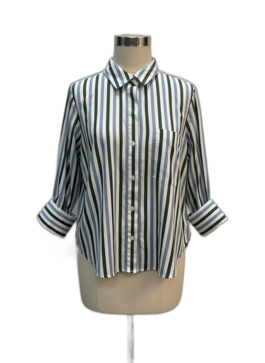 Madewell · Shirt · Large · White, Blue, Green Stripe