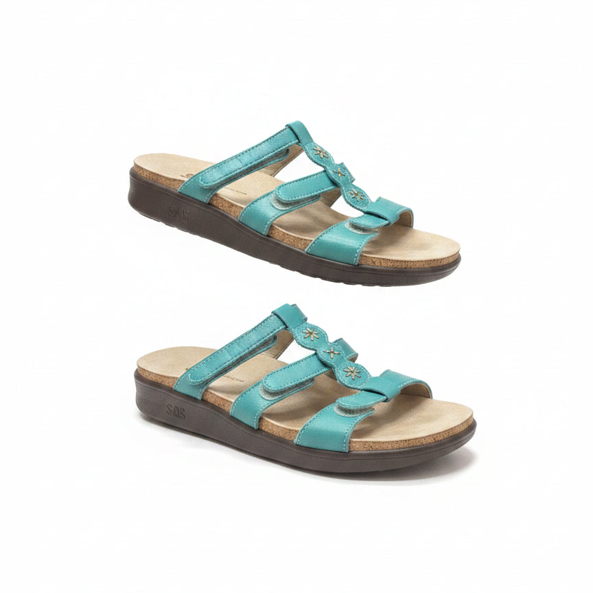 SAS · Naples slide sandals · 6.5 · Turquoise