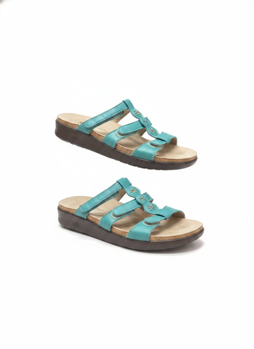 SAS · Naples slide sandals · 6.5 · Turquoise