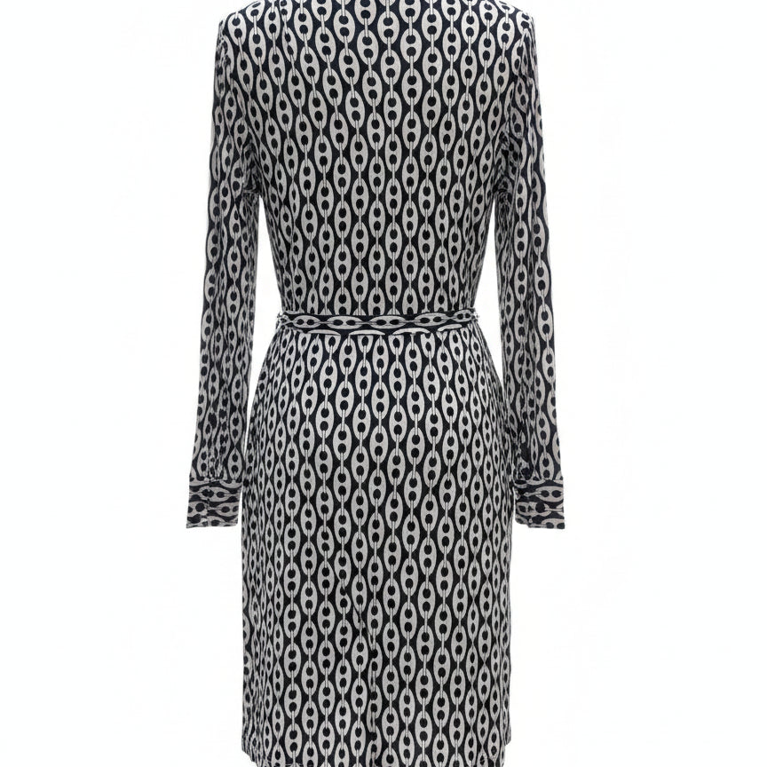 Pink Tartan · Wrap Dress · Medium · NavyWhite