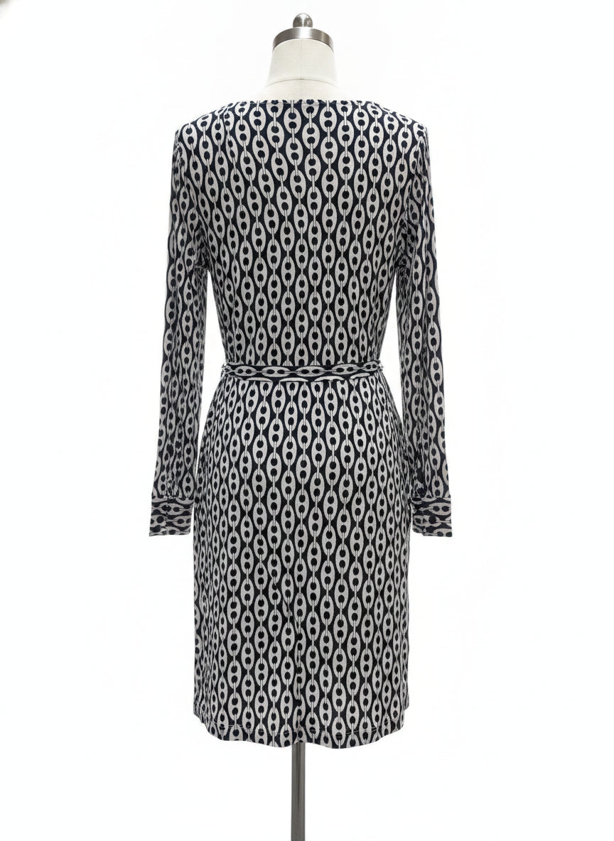 Pink Tartan · Wrap Dress · Medium · NavyWhite