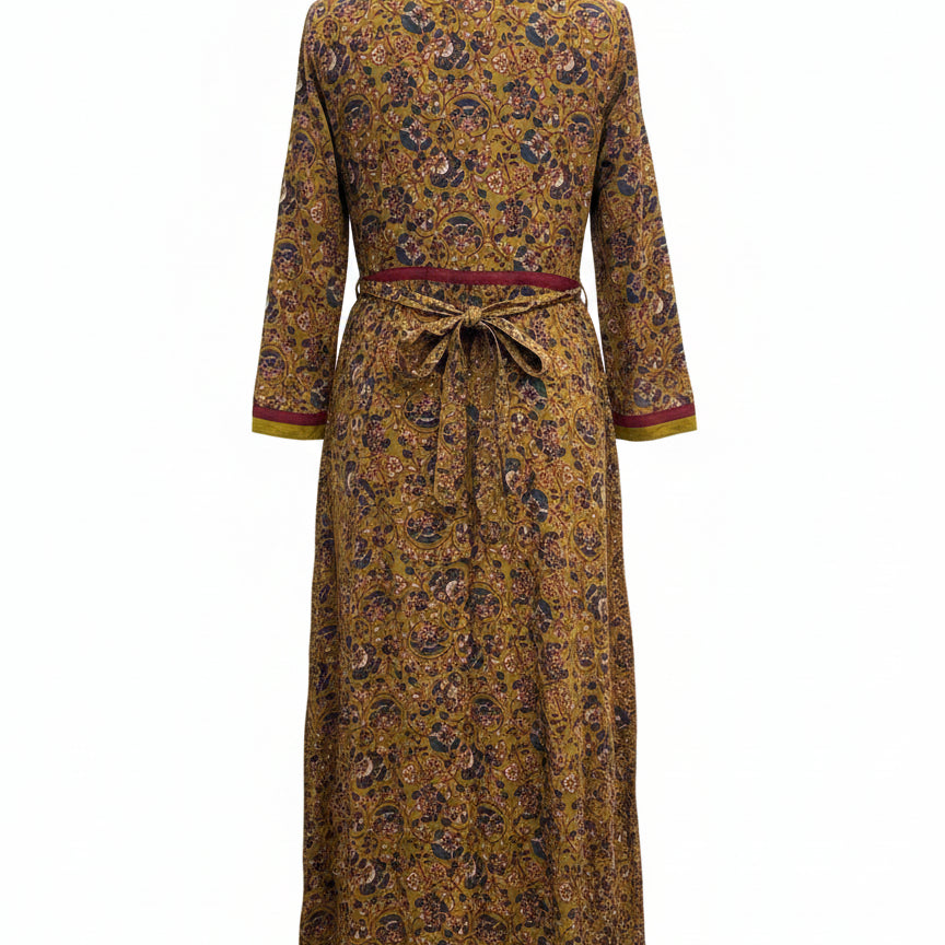 April Cornell · 3/4 Sleeve Dress · Small · GoldFloral
