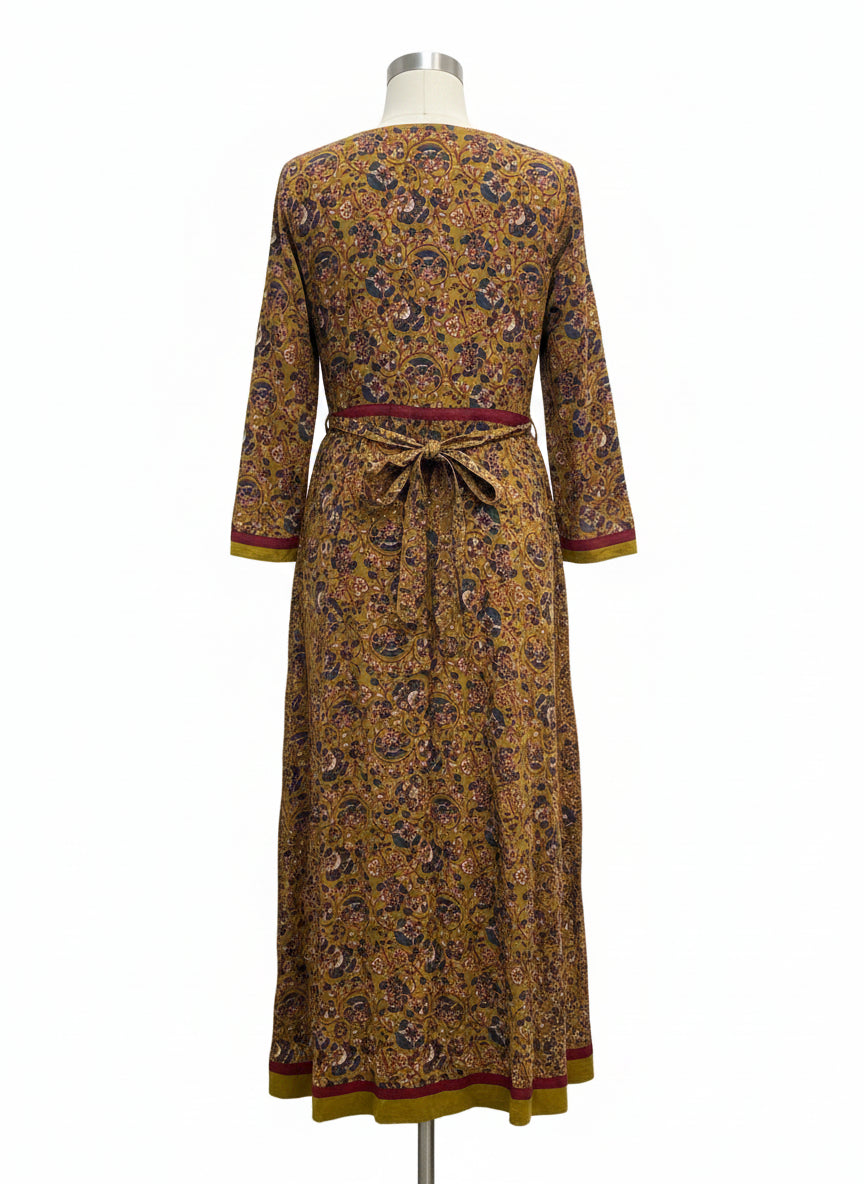 April Cornell · 3/4 Sleeve Dress · Small · GoldFloral