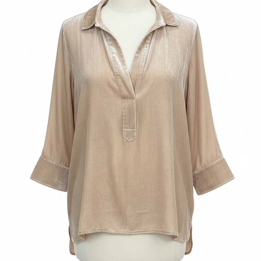 Sundance · Silk Rayon Velvet Top · Medium · Champagne