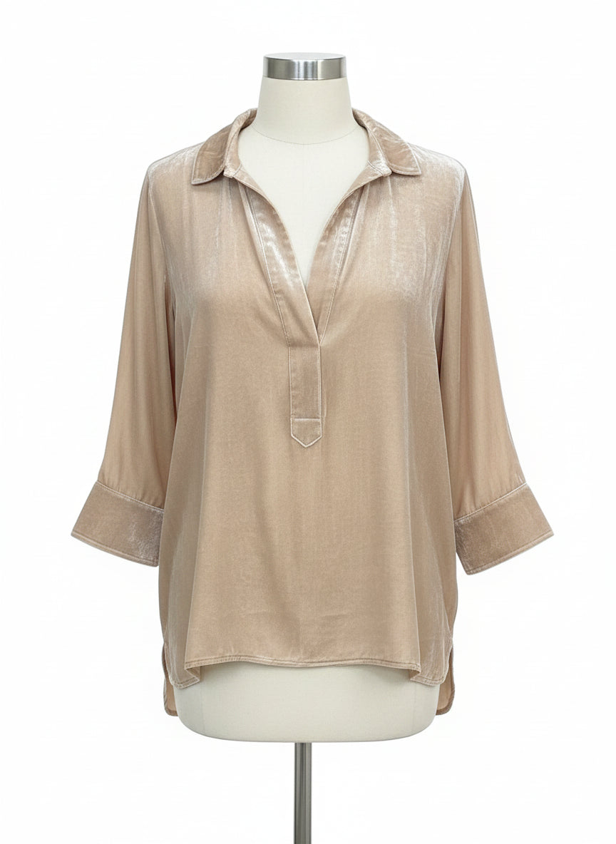 Sundance · Silk Rayon Velvet Top · Medium · Champagne