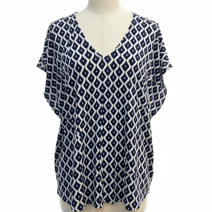 GAP · Tunic Top · Small · NavyWhite