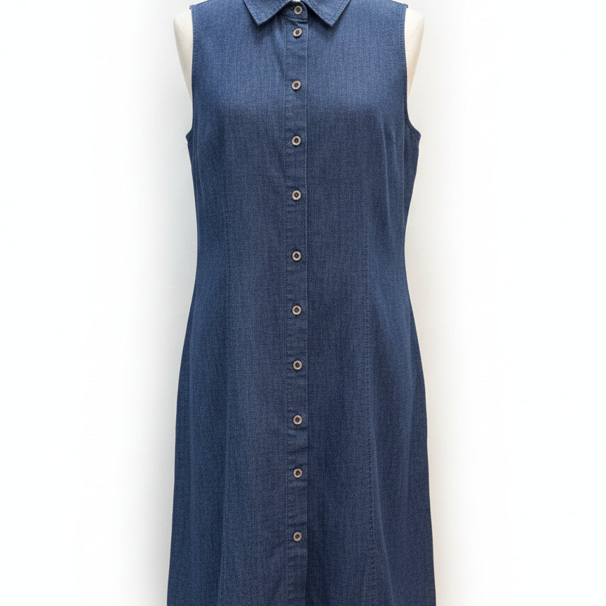 Anne Klein · Sleeveless Dress · 10 · Denim