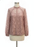 Cable&Gauge · LongSleeve Top with Lace Trim · Large · Blush