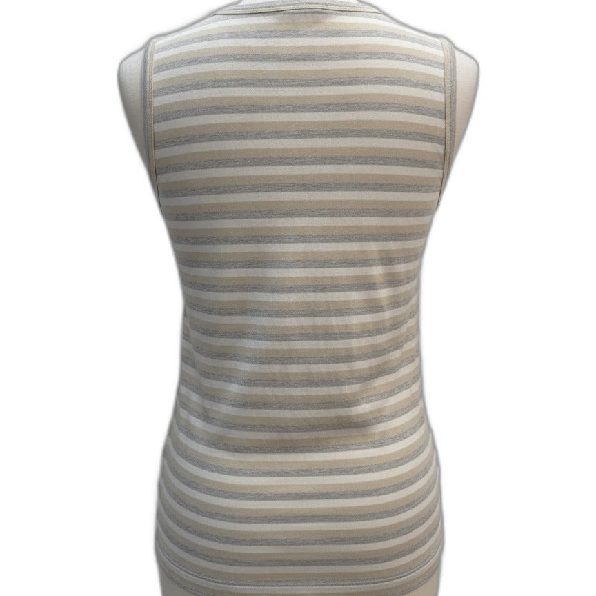 St. John · Tank Top · Medium · Beige/Gray Stripes