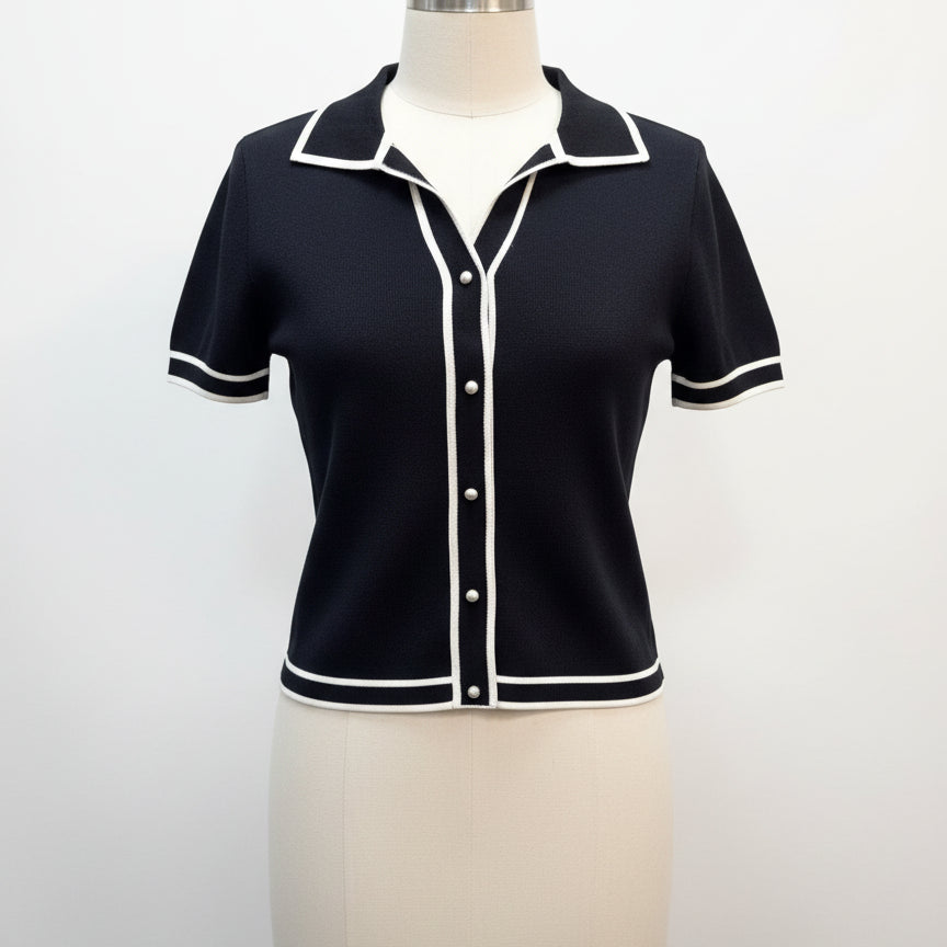 Bailey44 · Knit Top · Medium · Black/White