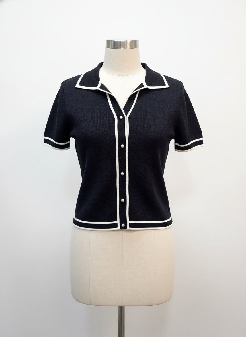 Bailey44 · Knit Top · Medium · Black/White