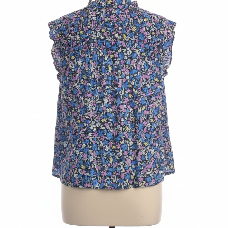 NanetteLepore · Flutter Sleeve Top · Medium · Gray Floral
