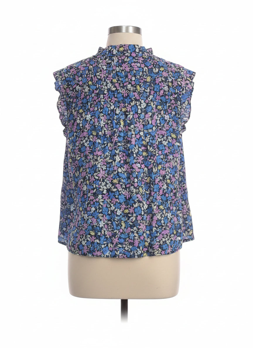 NanetteLepore · Flutter Sleeve Top · Medium · Gray Floral