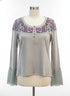 Sundance · Henley Top · Small · GrayFloral
