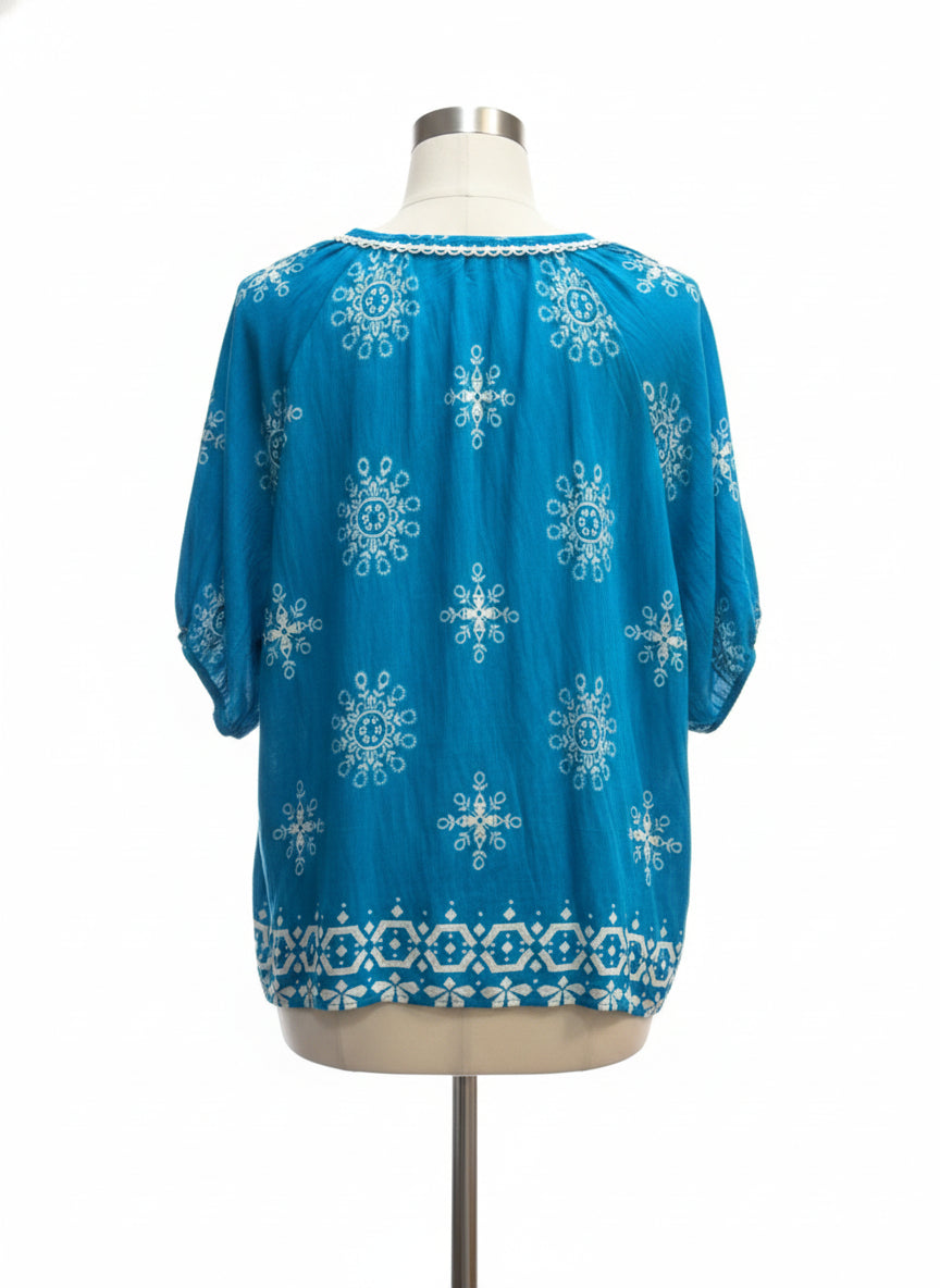 Vivilli · Blouse · Large · Turq/White