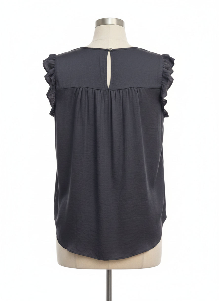 LOFT · LOFT · Flutter Sleeve Top · Small · Gray · SMALL · Gray