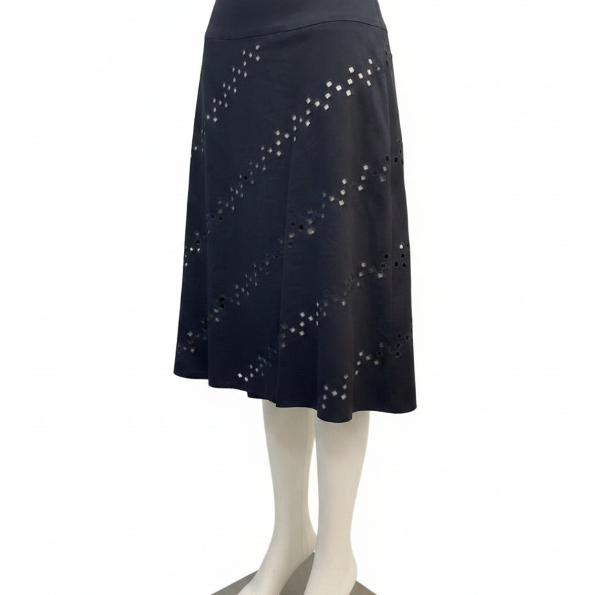 JonesNY · Midi Embroidered Square Detail w/ Lining · 6 · Black