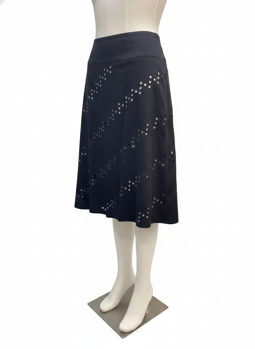 JonesNY · Midi Embroidered Square Detail w/ Lining · 6 · Black