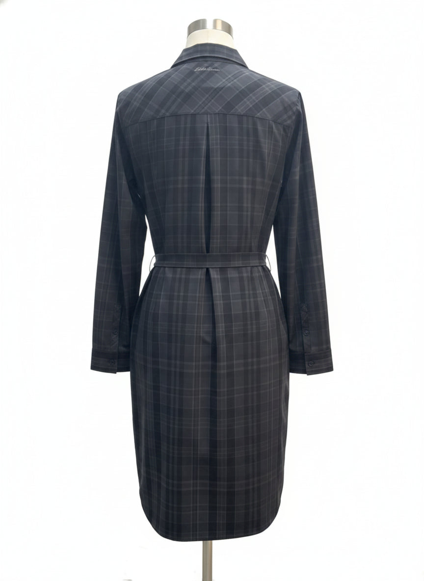Eddie Bauer · Belted Active Dress · Large · BlackGray