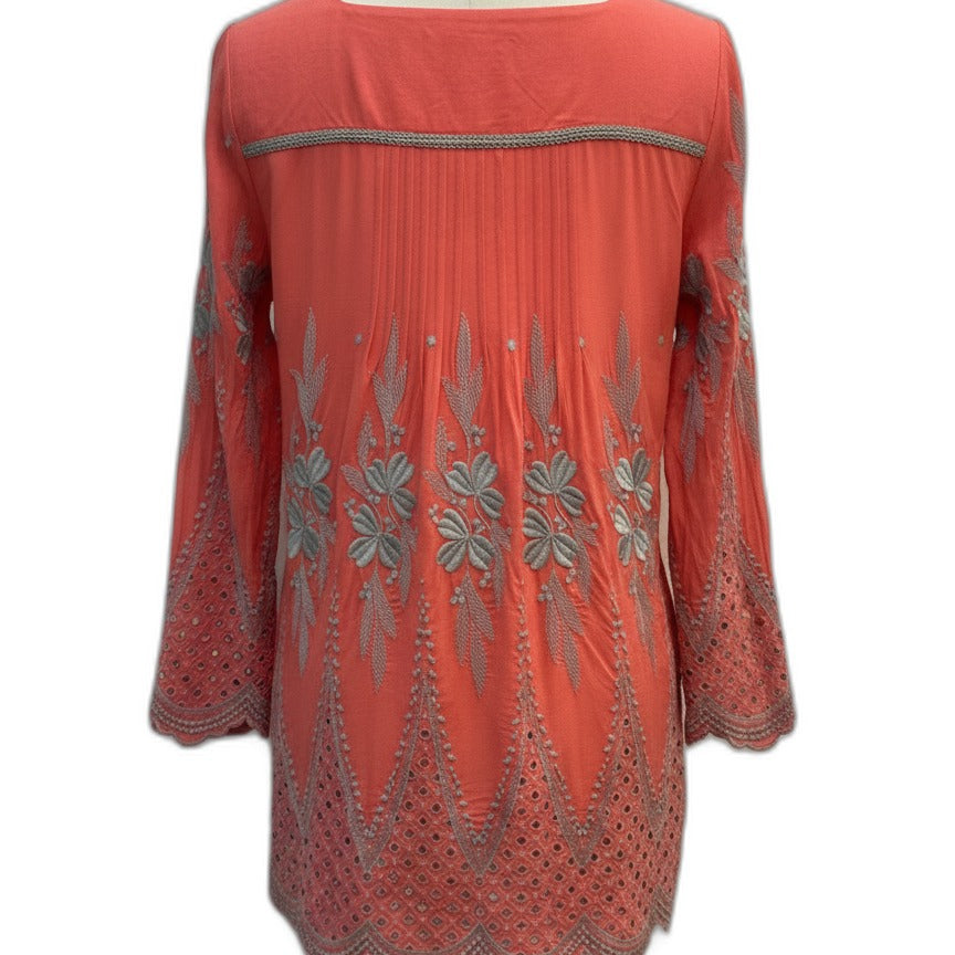 Anthropologie · Blue Tassel Long Sleeve Boho Tunic · Large · CoralMocha
