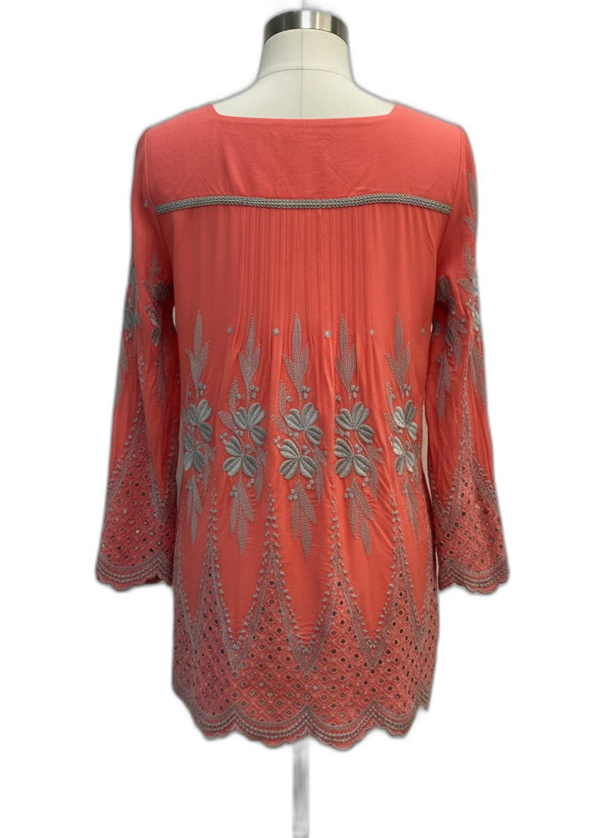 Anthropologie · Blue Tassel Long Sleeve Boho Tunic · Large · CoralMocha