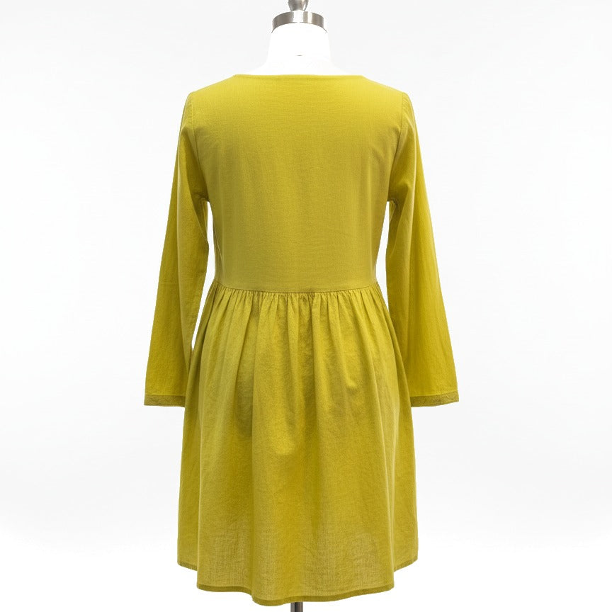 Gudrun Sjödén · Citron 100% Cotton 3/4 Sleeve with Embroidered Detail · Medium · Citron