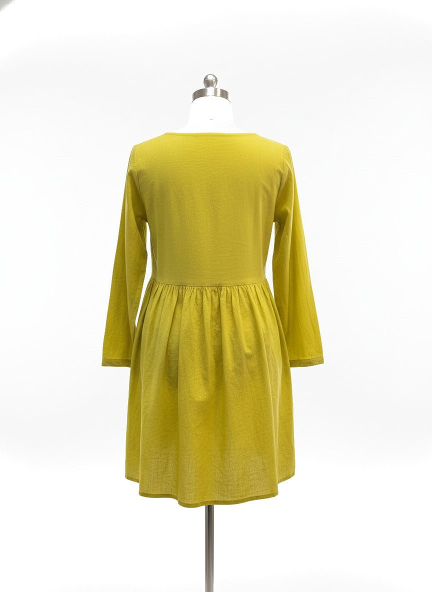 Gudrun Sjödén · Citron 100% Cotton 3/4 Sleeve with Embroidered Detail · Medium · Citron