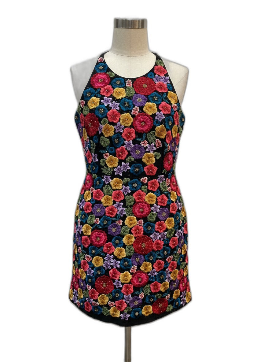 Boston Proper · Black Floral Embroidered Formal Dress · 10 · Black Floral
