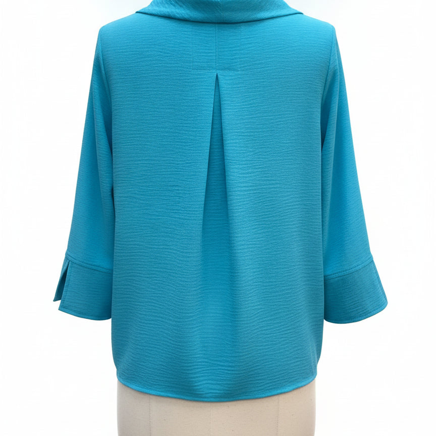 Ali Miles · Cowl Neck Top · Large · TurqBlack