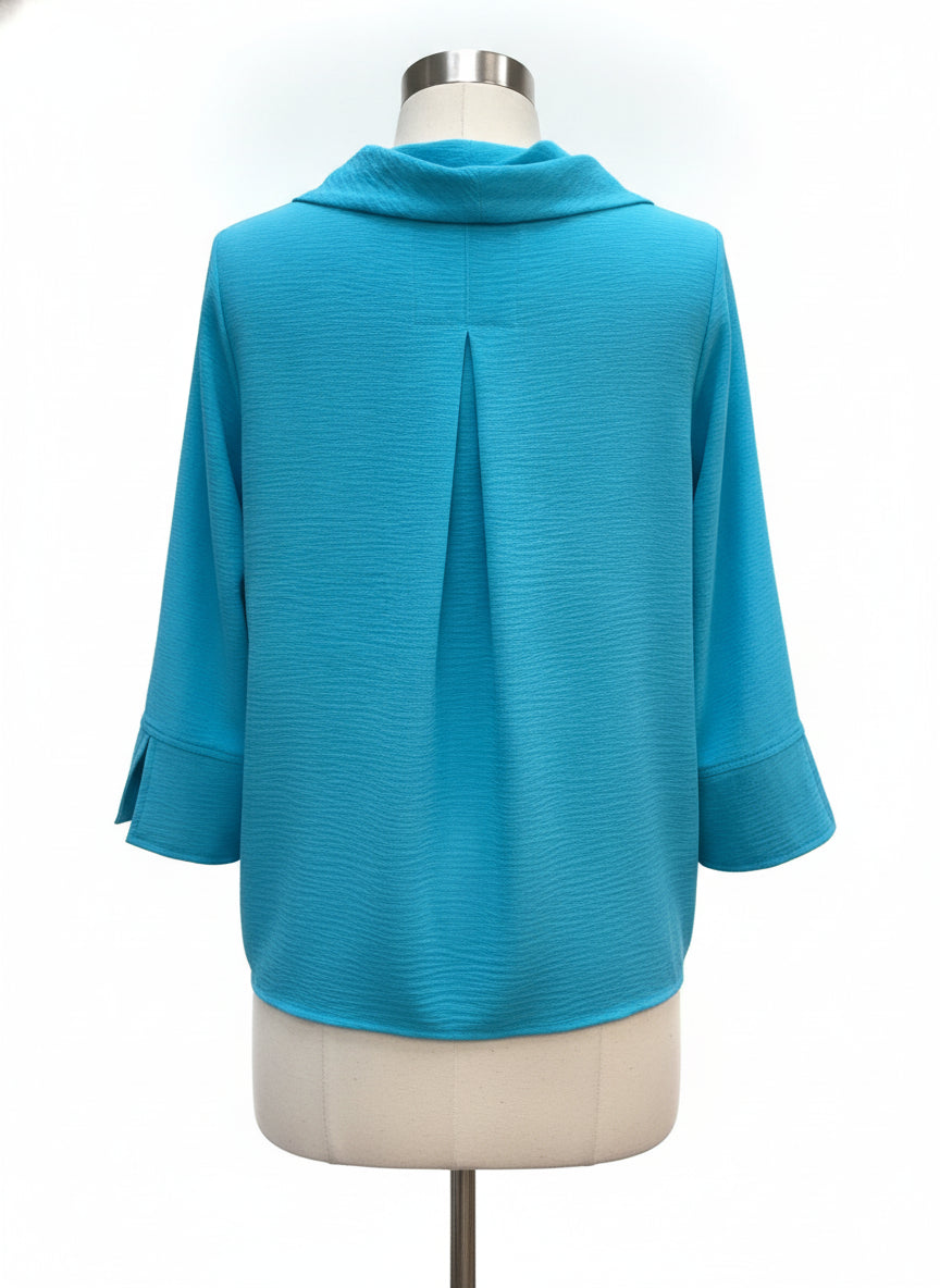 Ali Miles · Cowl Neck Top · Large · TurqBlack