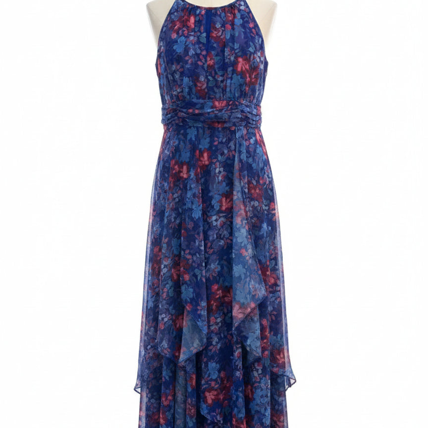 R&M Richards · Sleeveless Dress · 14 · BluePink Floral Print