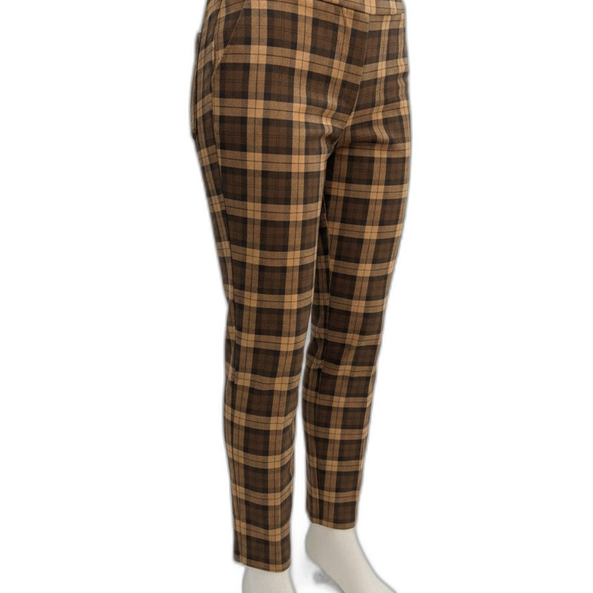 Charter Club · Ponte Pants · 12 · Tan/Brown Plaid