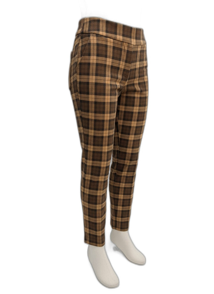 Charter Club · Ponte Pants · 12 · Tan/Brown Plaid
