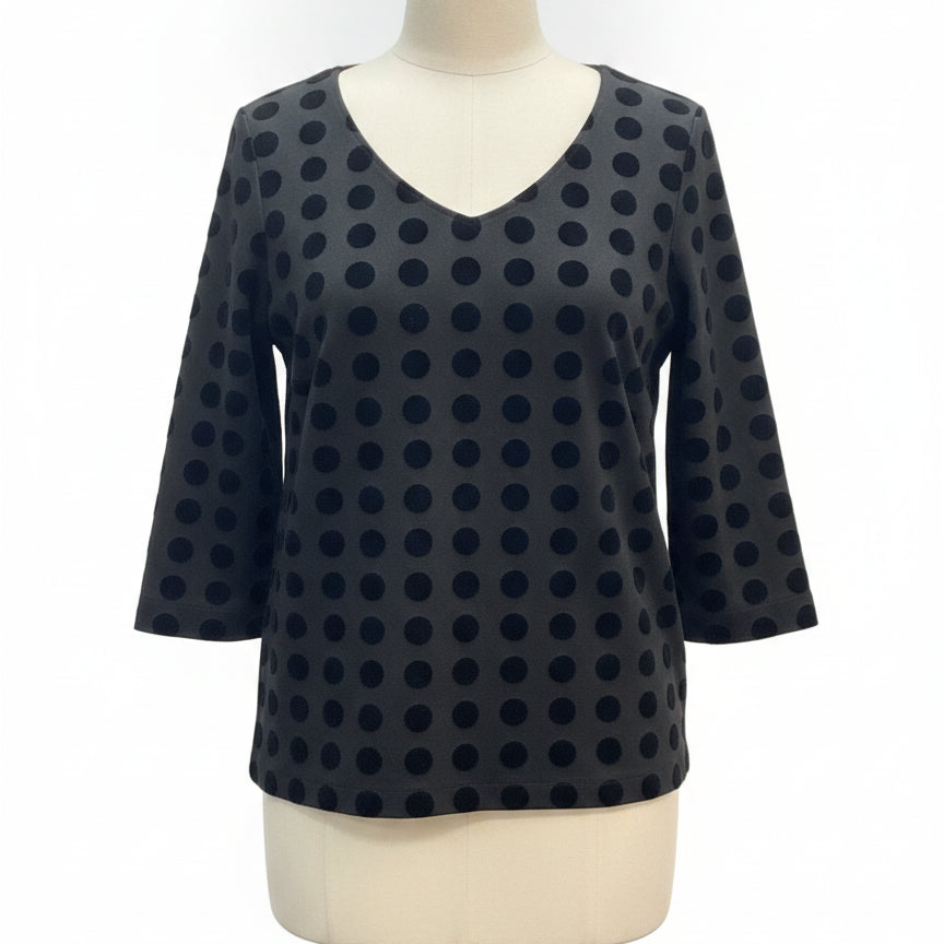 Ann Taylor · Velvet Dots 3/4 Sleeve · Large · Black