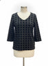 Ann Taylor · Velvet Dots 3/4 Sleeve · Large · Black