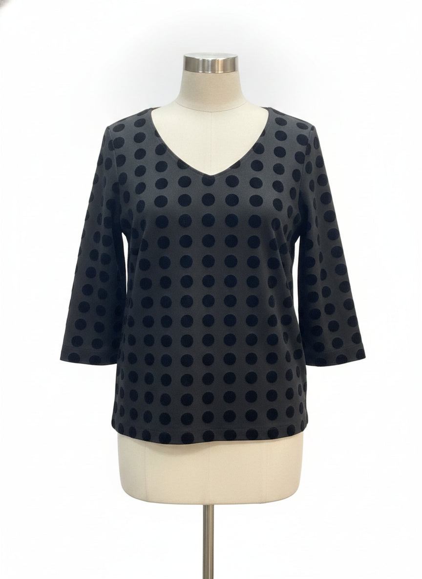 Ann Taylor · Velvet Dots 3/4 Sleeve · Large · Black